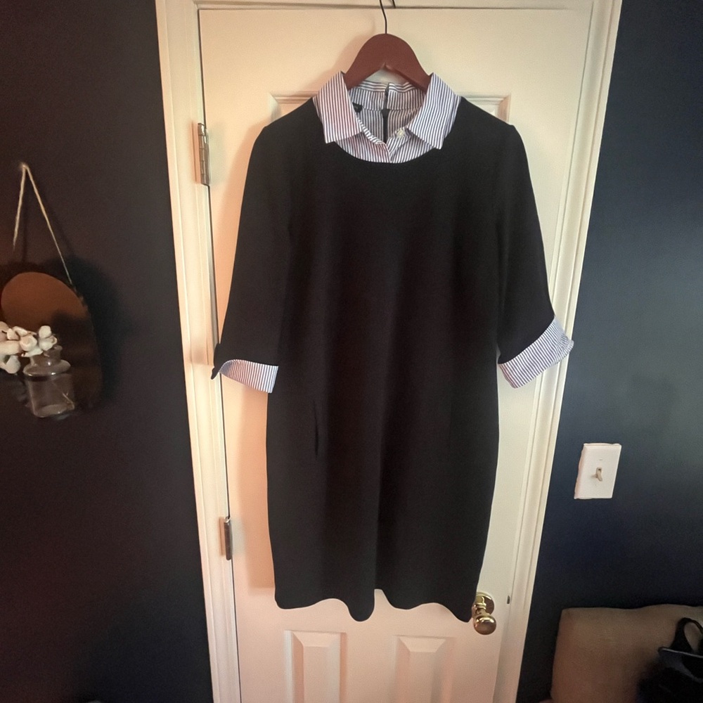 Talbots Navy Sheath Dress with Peter Pan Collar